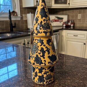 Mikasa Yellow and Navy Ceramic Christmas tree